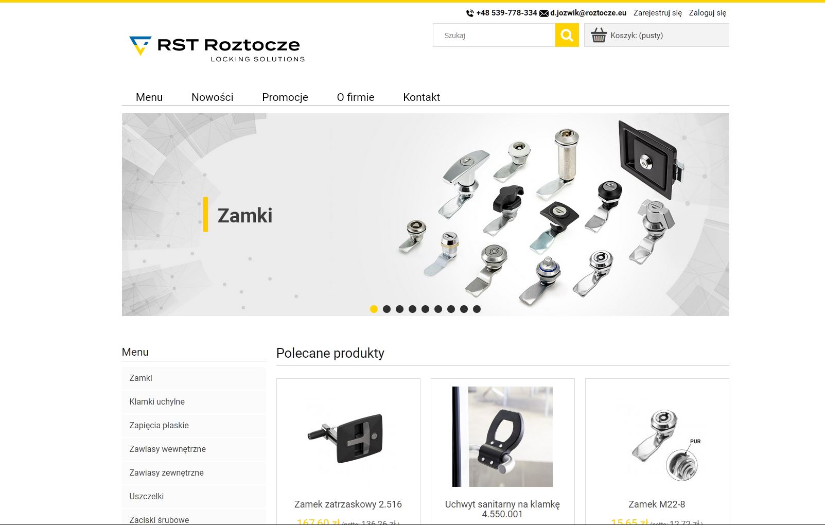 RST Roztocze - sklep detaliczno hurtowy artykułów przemysłowych - systemy zamykania, zamki do drzwi, zawiasy, uszczelki
